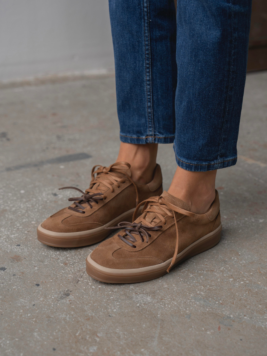 Myler Camel Süet Hakiki Deri Kadın Spor Ayakkabi