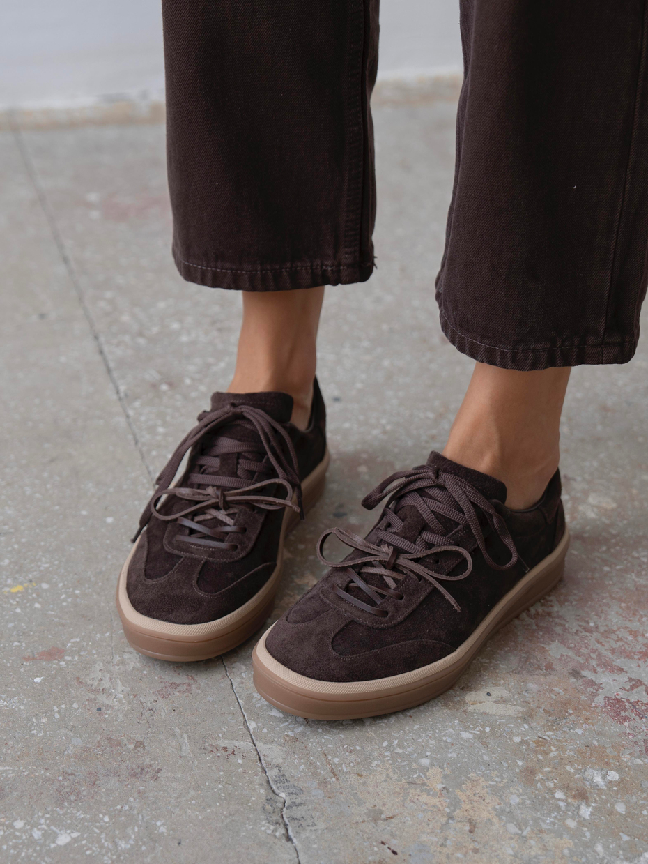 Myler Kahve Süet Hakiki Deri Kadın Spor Ayakkabi