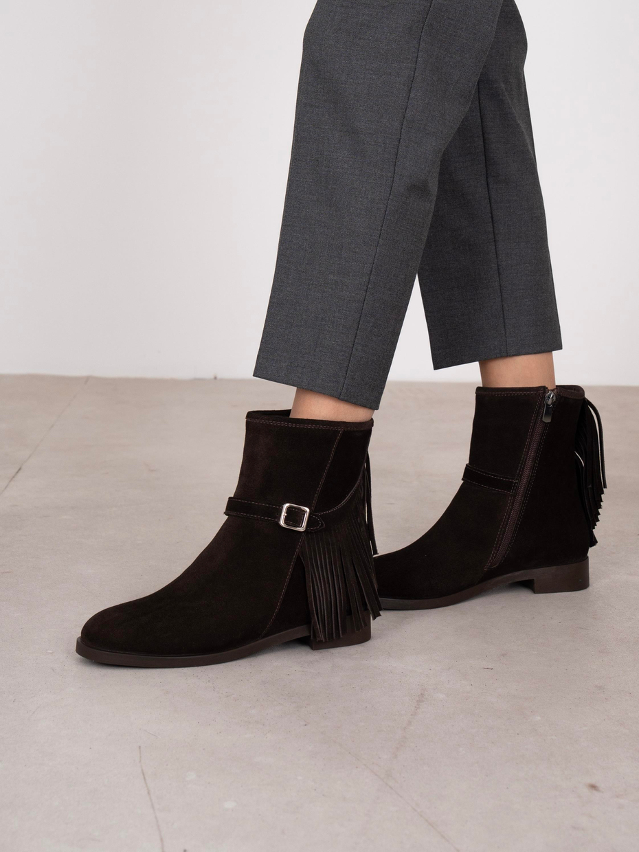 Nastia Kahve Süet Hakiki Deri Kadın Bot