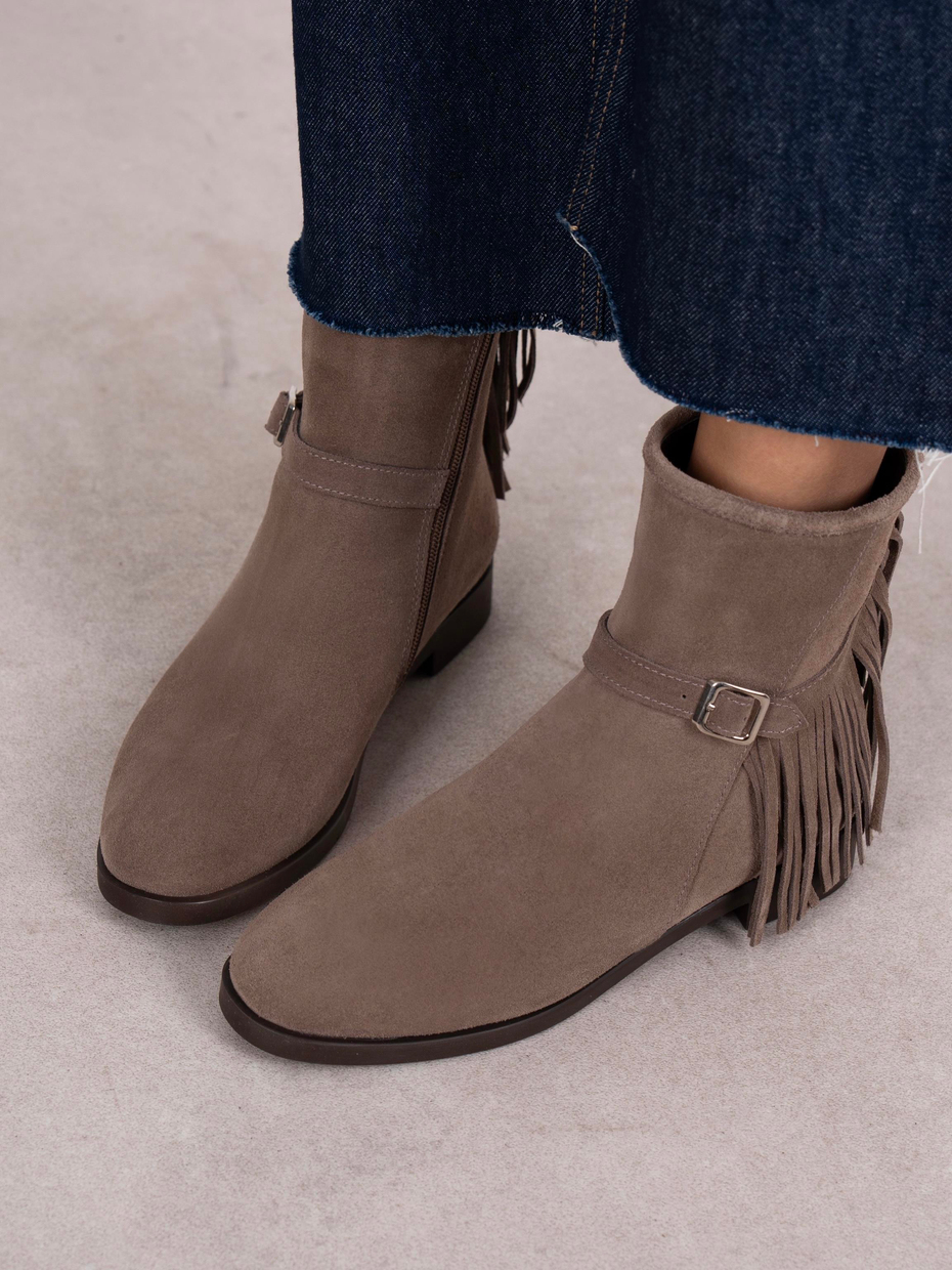 Nastia Vizon Süet Hakiki Deri Kadın Bot