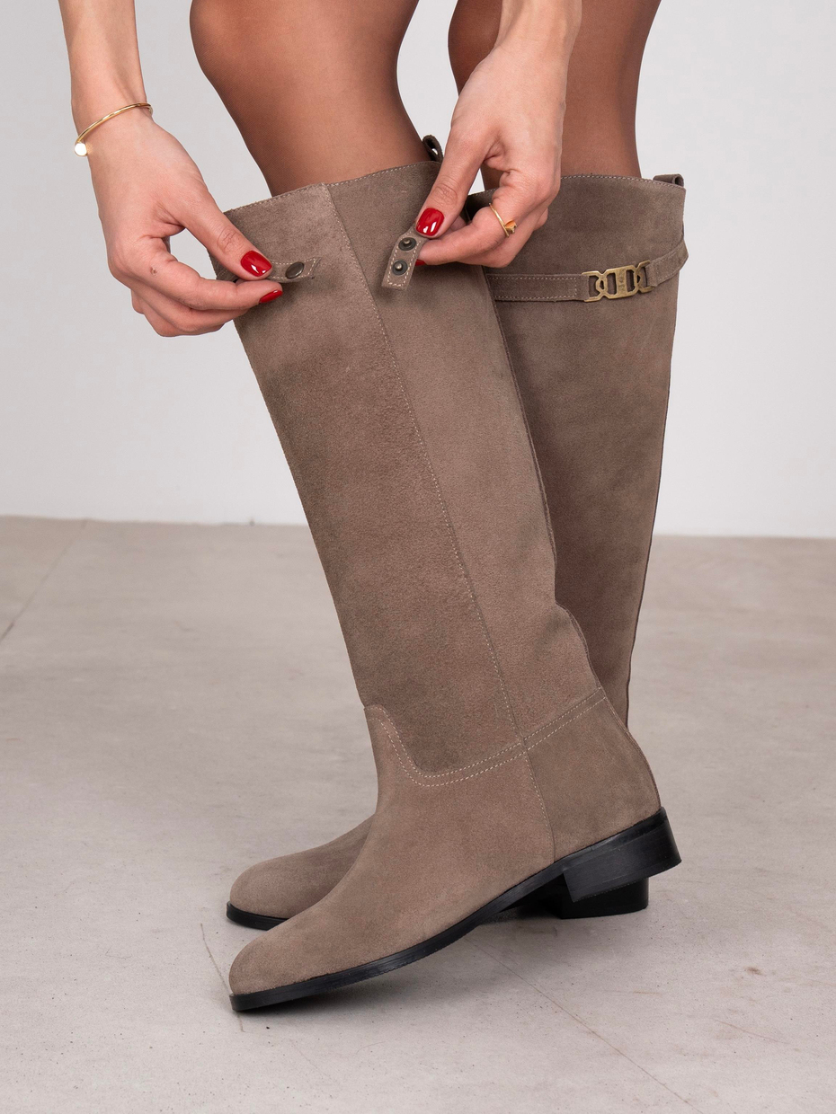 Naya Vizon Süet Hakiki Deri Kadın XL Çizme