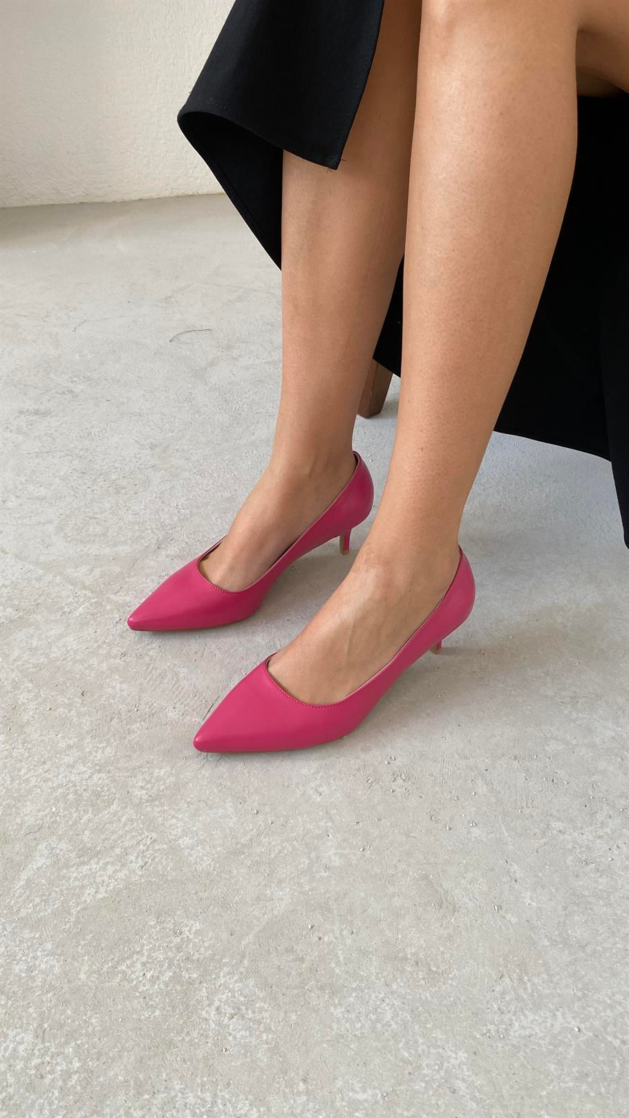 Nell Fuşya Deri   Stiletto