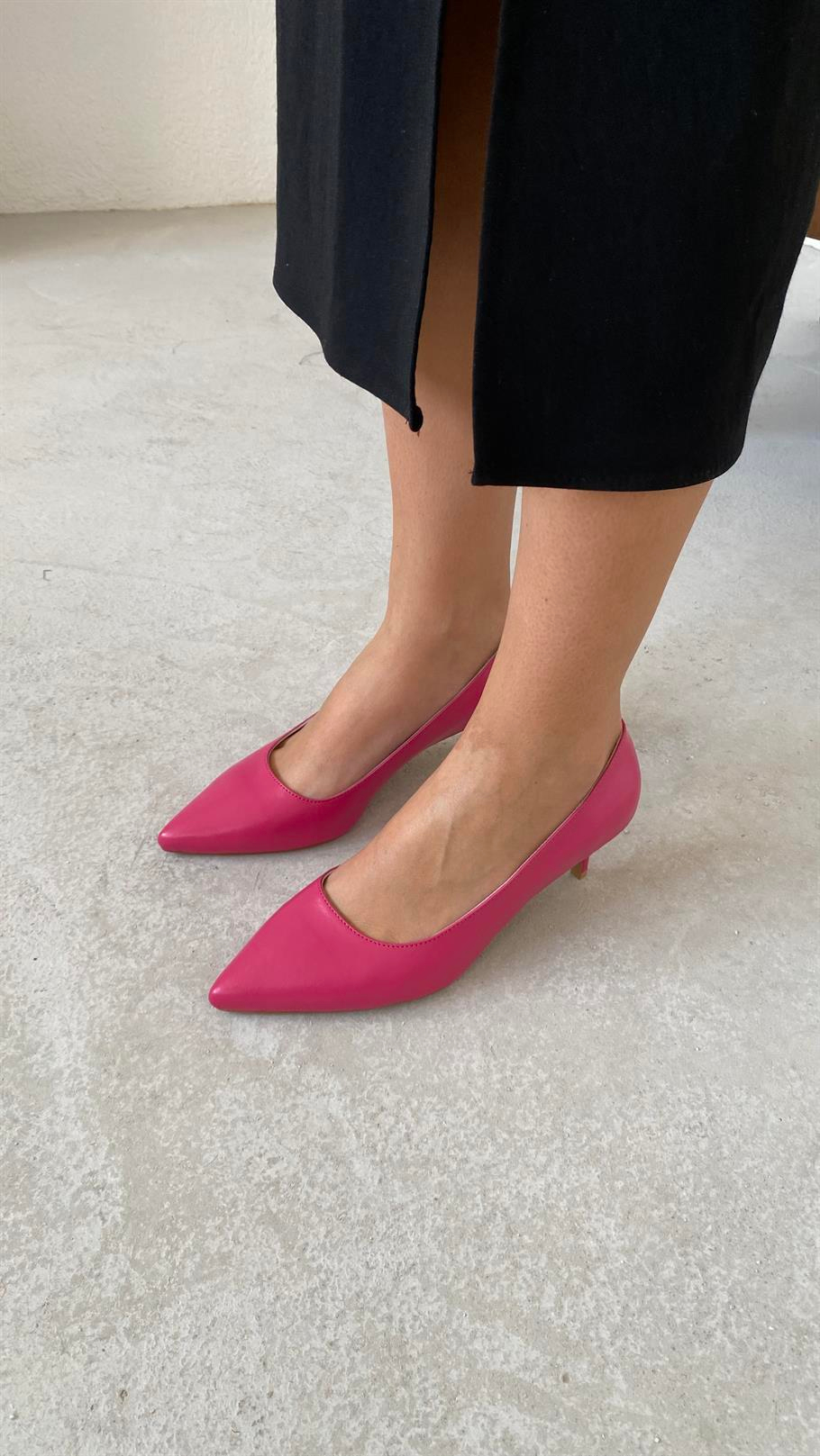 Nell Fuşya Deri   Stiletto