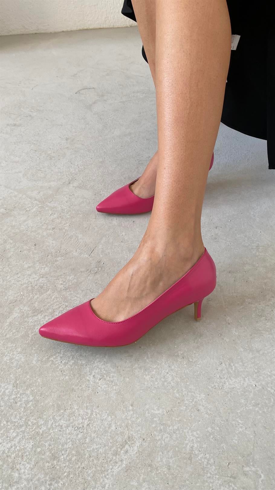 Nell Fuşya Deri   Stiletto