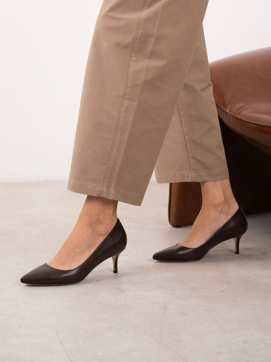 Nell Kahve Deri Hakiki Deri Kadın Stiletto