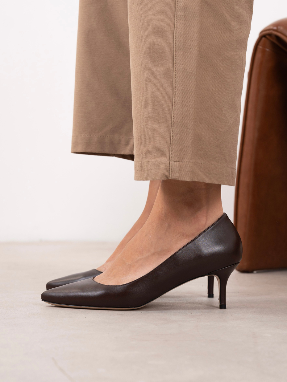 Nell Kahve Deri Hakiki Deri Kadın Stiletto