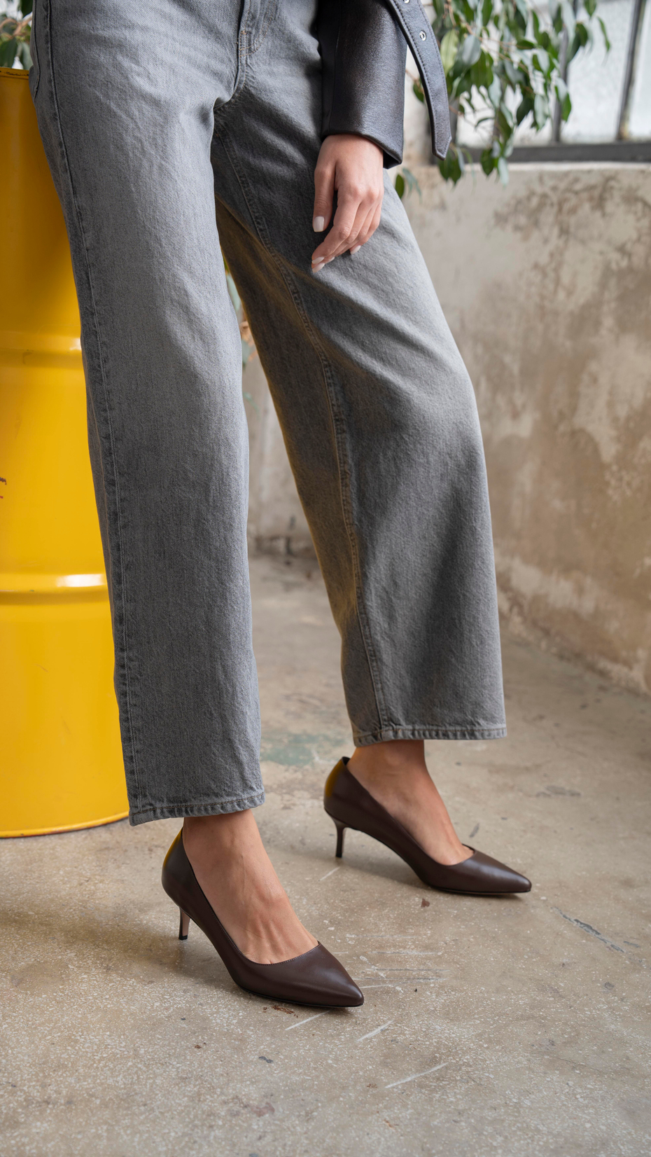 Nell Kahve Deri   Stiletto