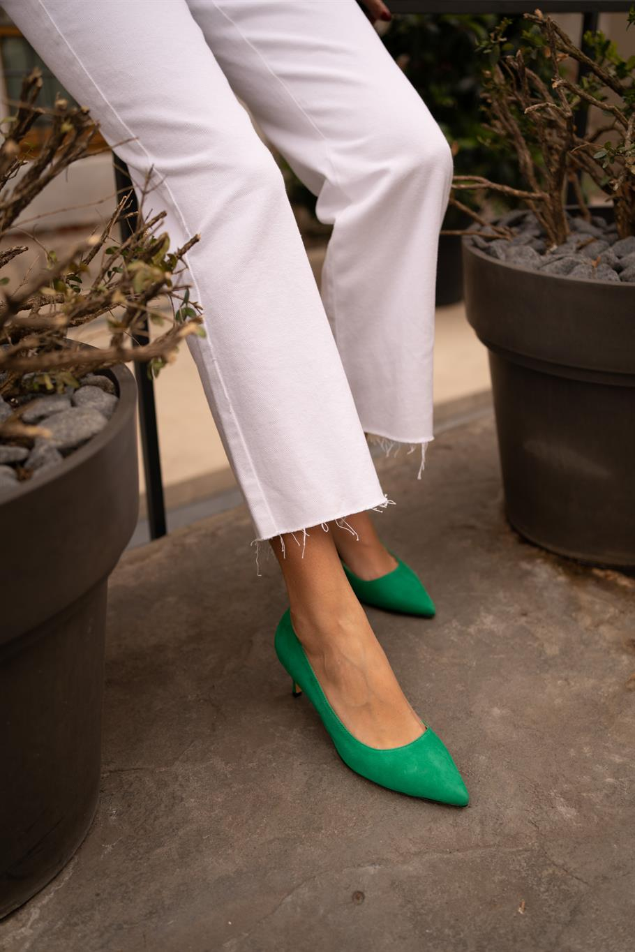 Nell Yeşil Süet   Stiletto