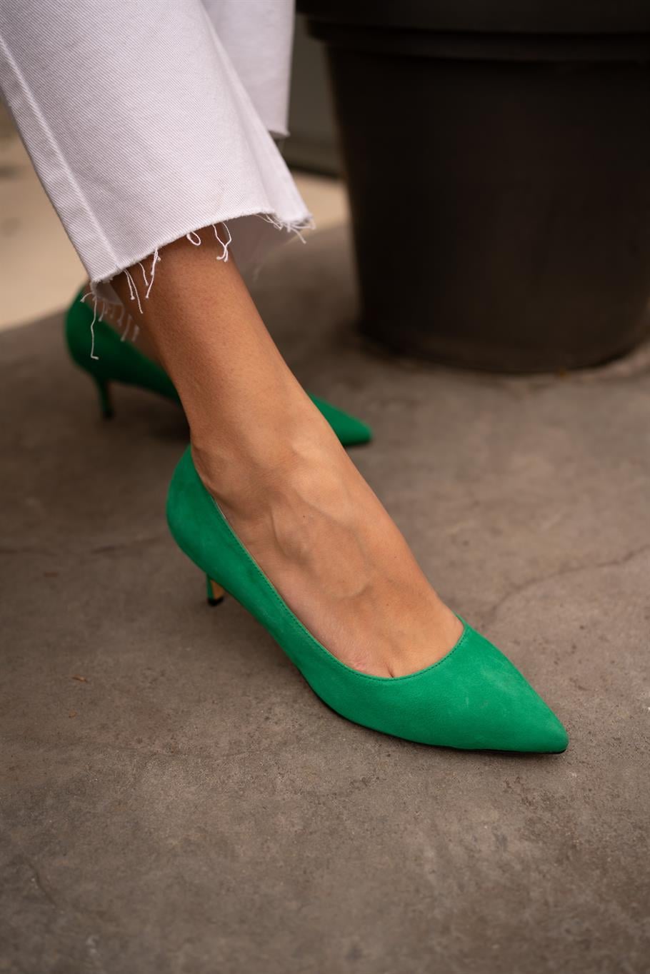 Nell Yeşil Süet   Stiletto