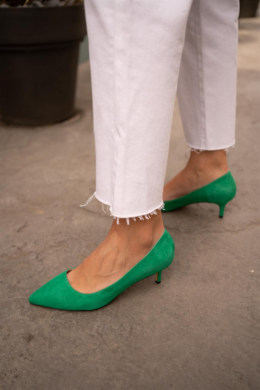 Nell Yeşil Süet   Stiletto