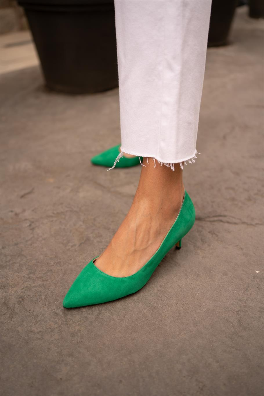 Nell Yeşil Süet   Stiletto