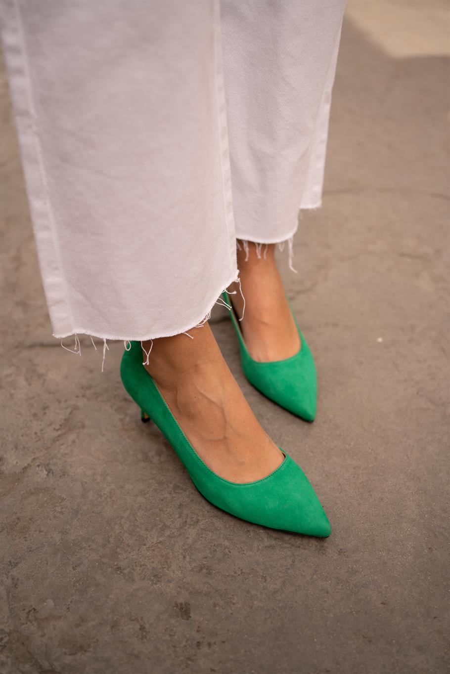 Nell Yeşil Süet   Stiletto