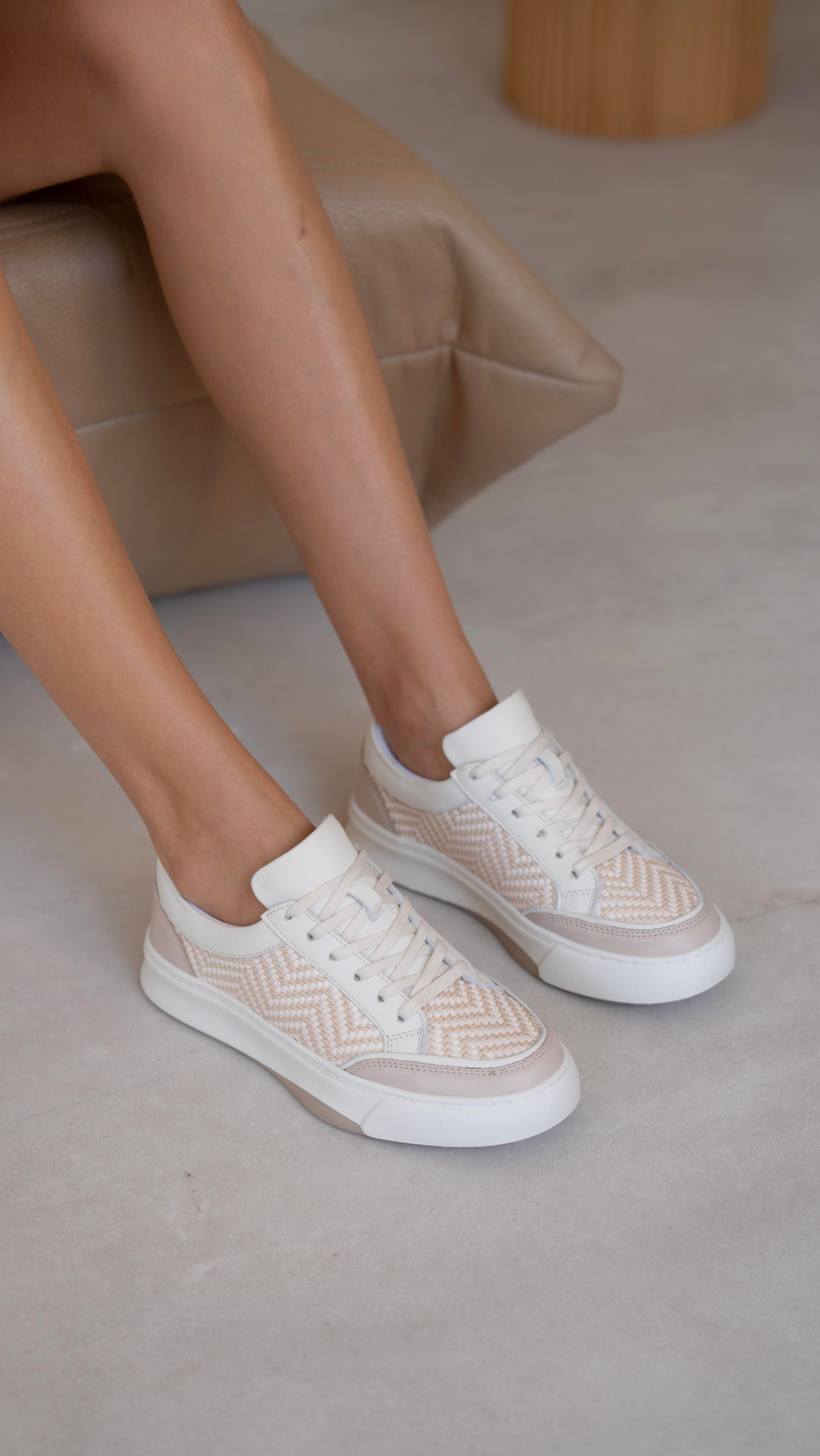 Neves Bej Hasır   Hakiki Deri   Spor Ayakkabı