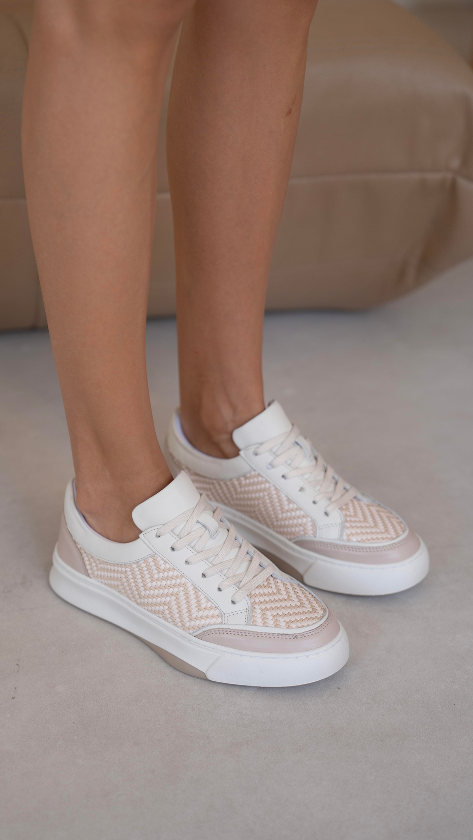 Neves Bej Hasır   Hakiki Deri   Spor Ayakkabı