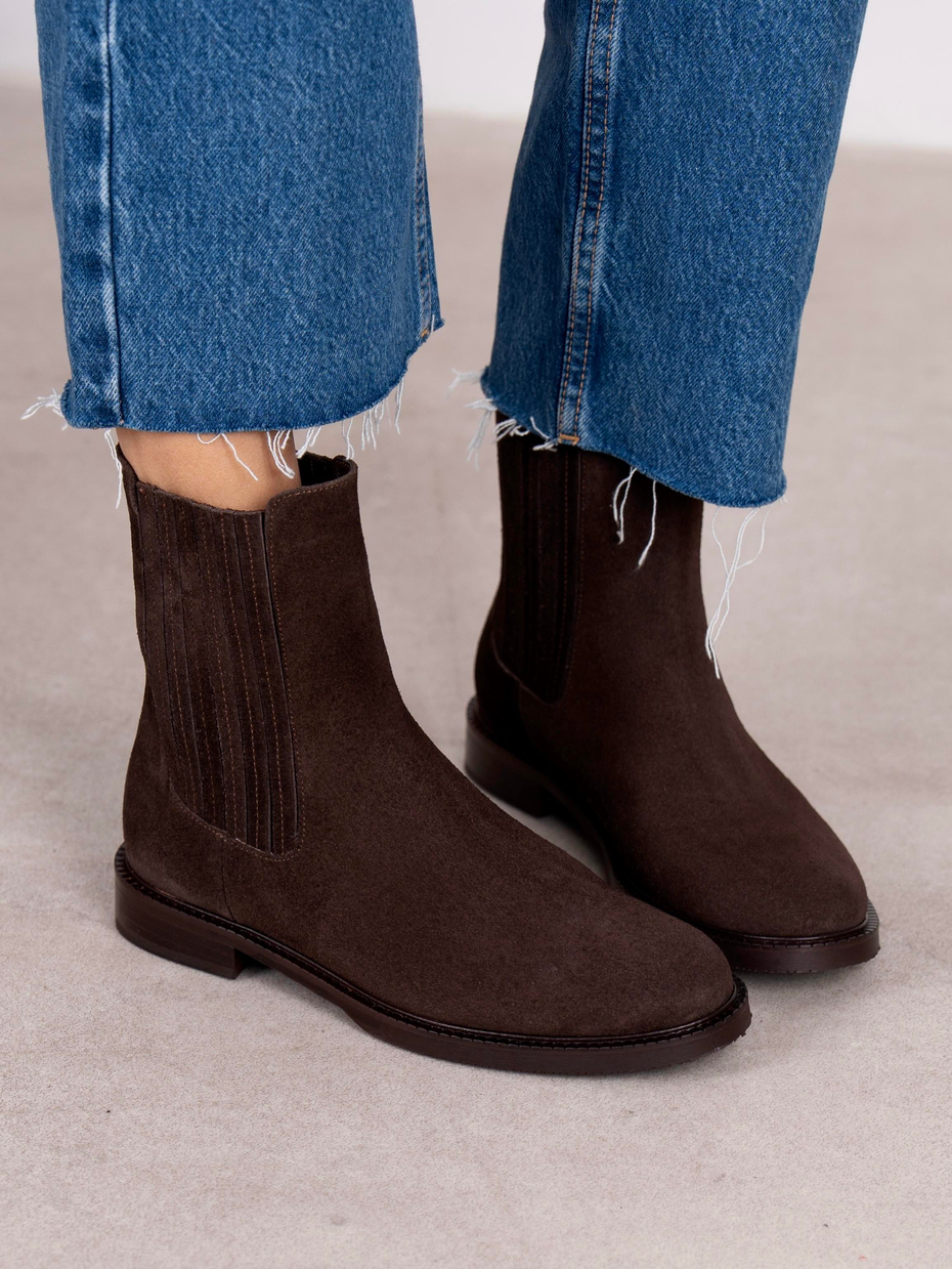 Nomi Kahve Süet Hakiki Deri Kadın Bot