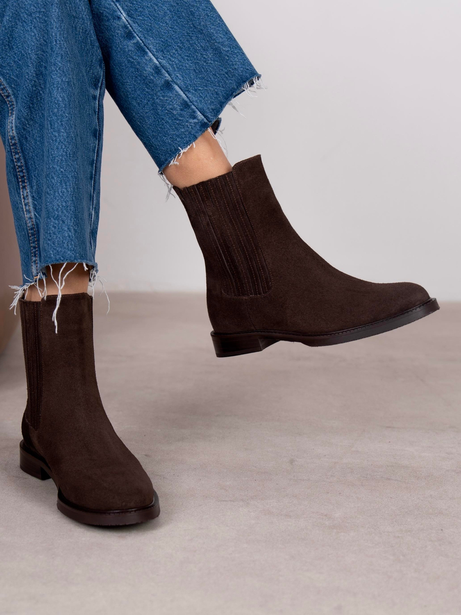 Nomi Kahve Süet Hakiki Deri Kadın Bot