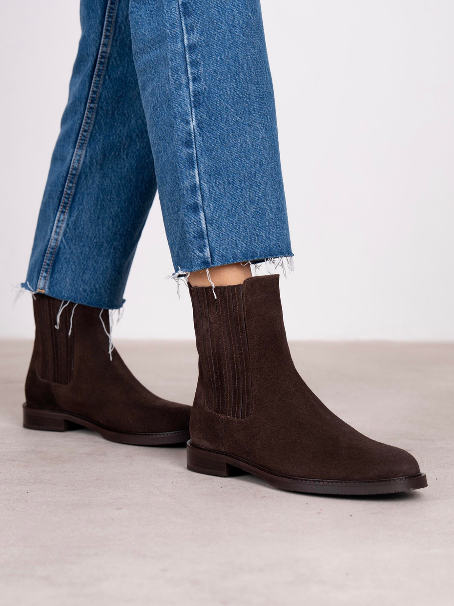 Nomi Kahve Süet Hakiki Deri Kadın Bot