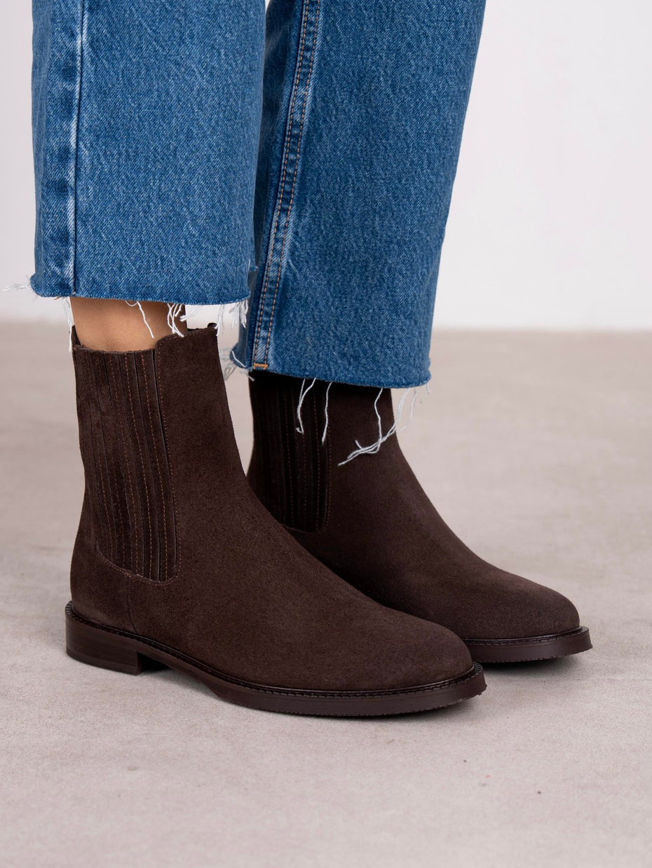 Nomi Kahve Süet Hakiki Deri Kadın Bot