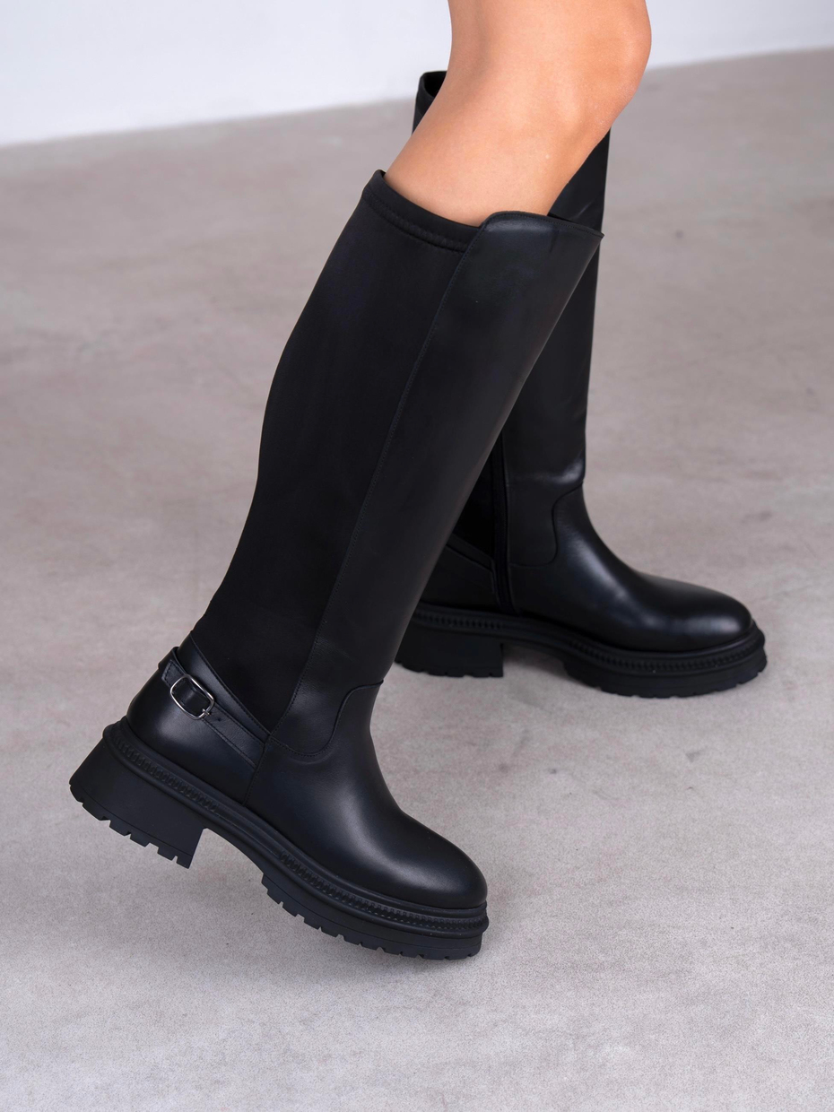 Noraa Siyah Hakiki Deri Kadın Çizme