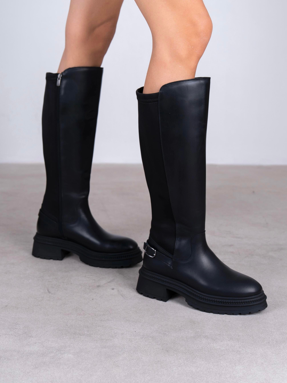 Noraa Siyah Hakiki Deri Kadın Çizme