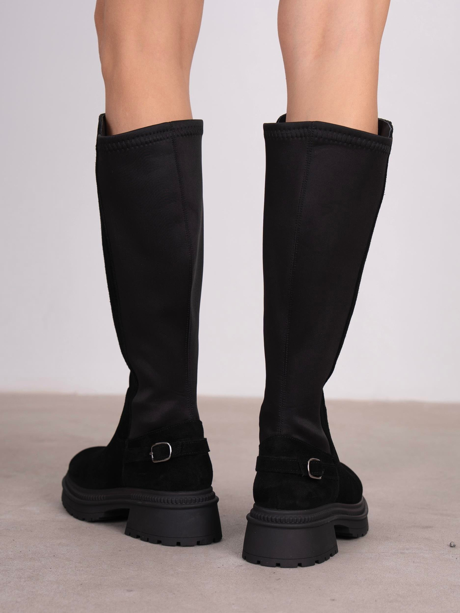 Noraa Siyah Süet Hakiki Deri Kadın Çizme