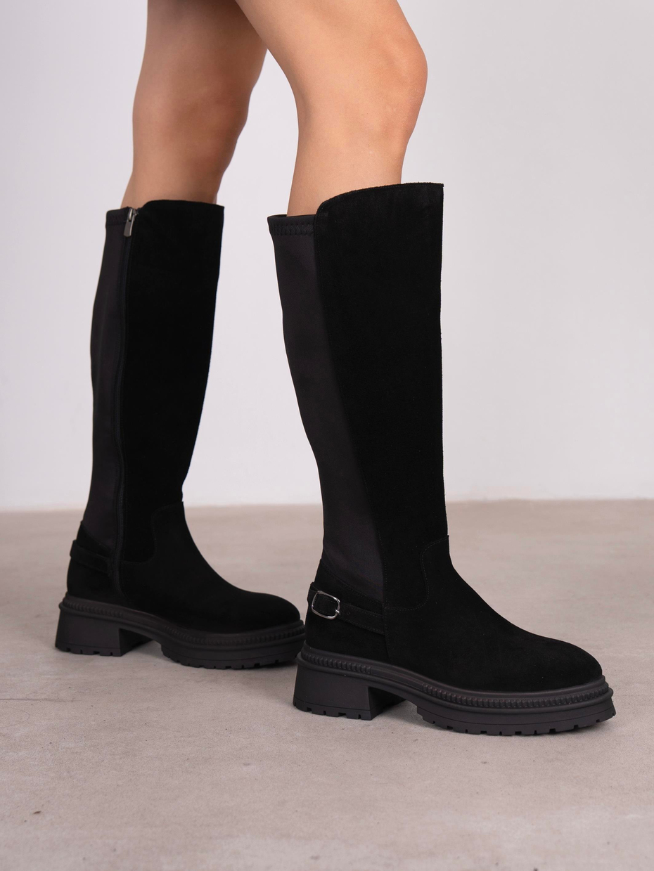 Noraa Siyah Süet Hakiki Deri Kadın Çizme