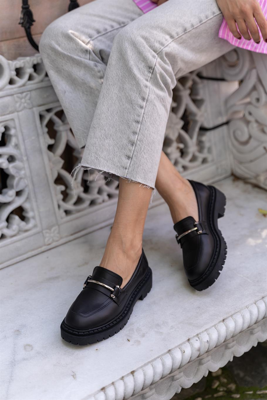 Octavia Siyah Deri   Makosen Ayakkabı
