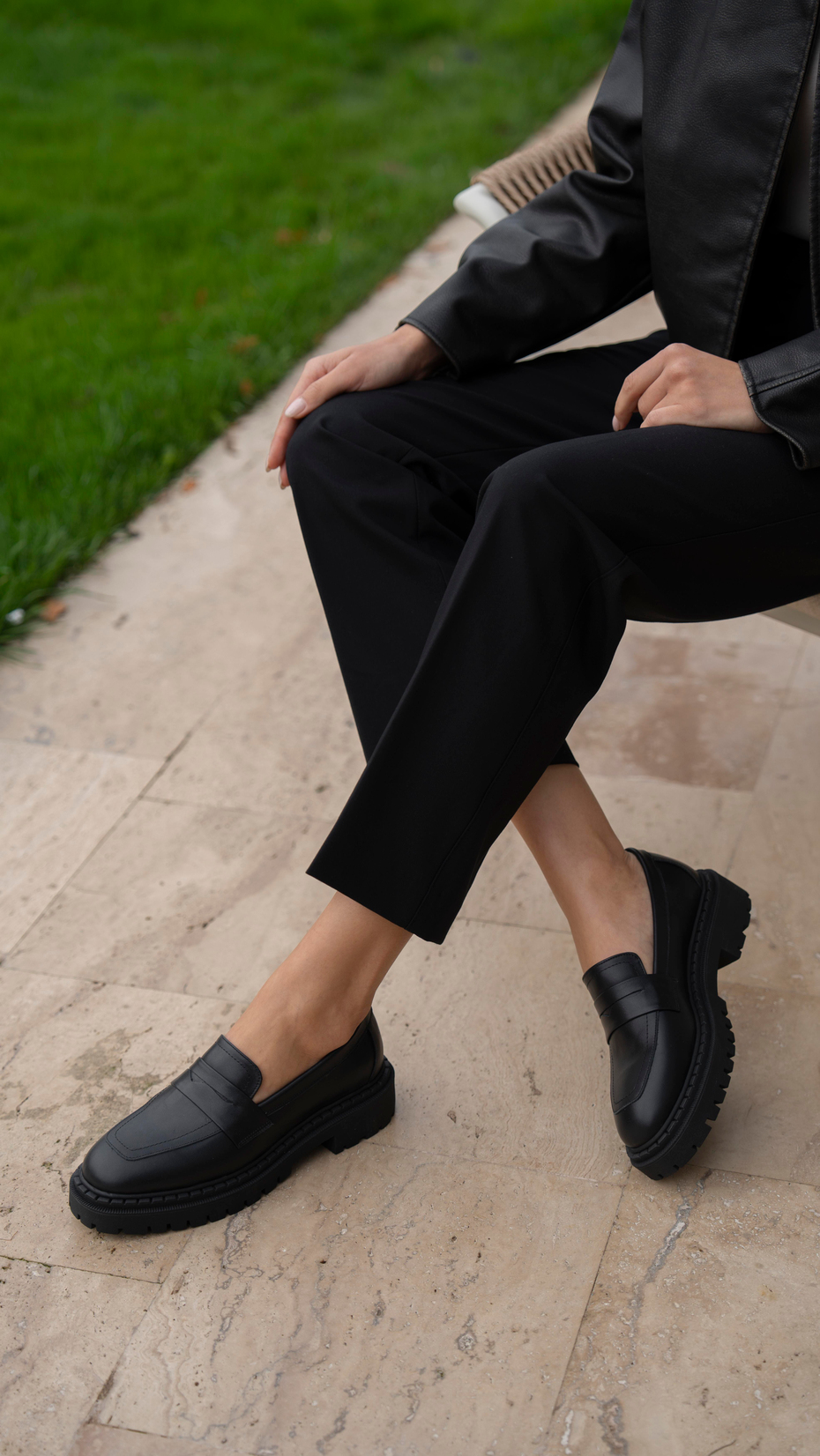 Oisin Siyah Deri   Hakiki Deri Kadın   Makosen Ayakkabı