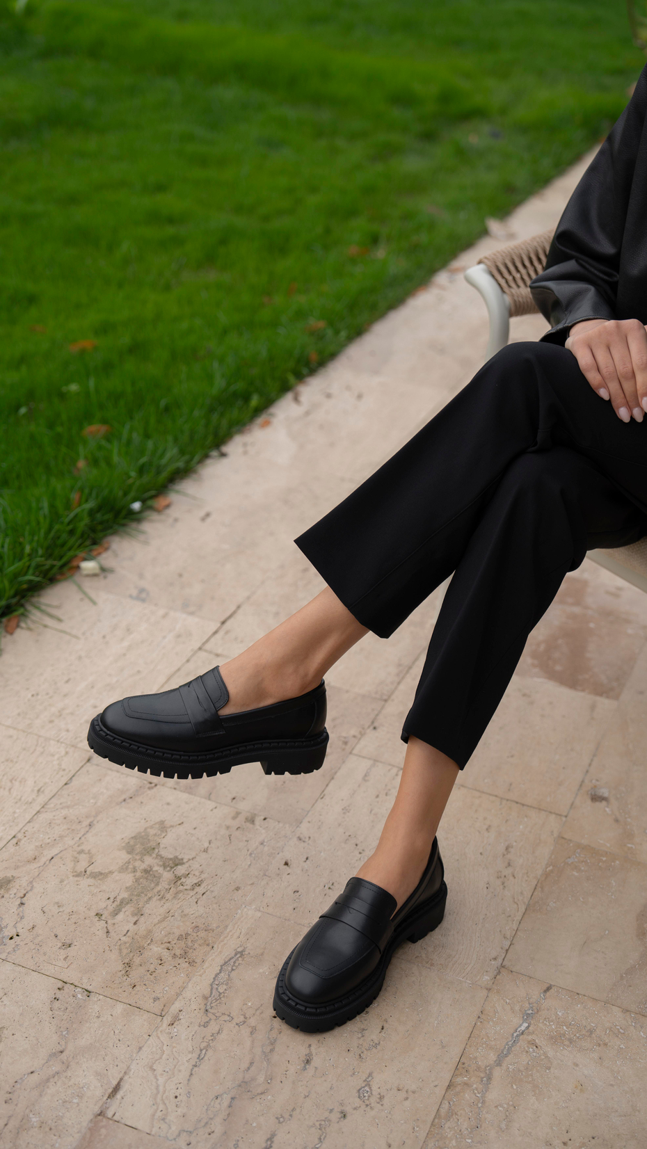 Oisin Siyah Deri   Hakiki Deri Kadın   Makosen Ayakkabı