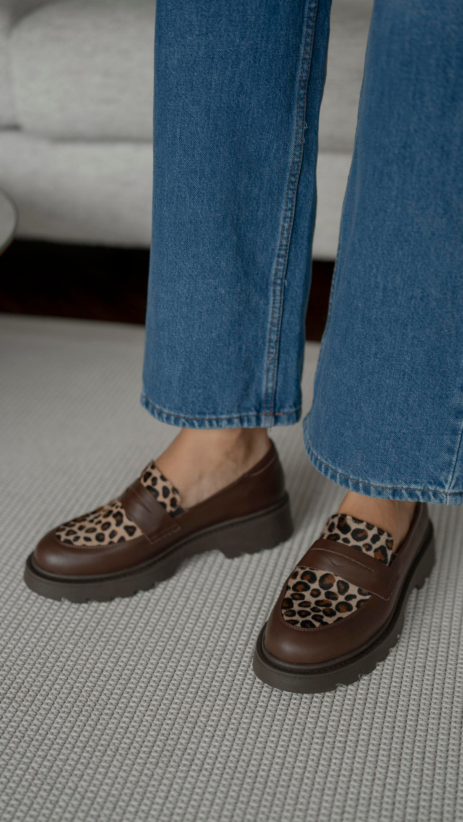 Orban Kahve-Leopar   Hakiki Deri Kadın   Makosen Ayakkabı