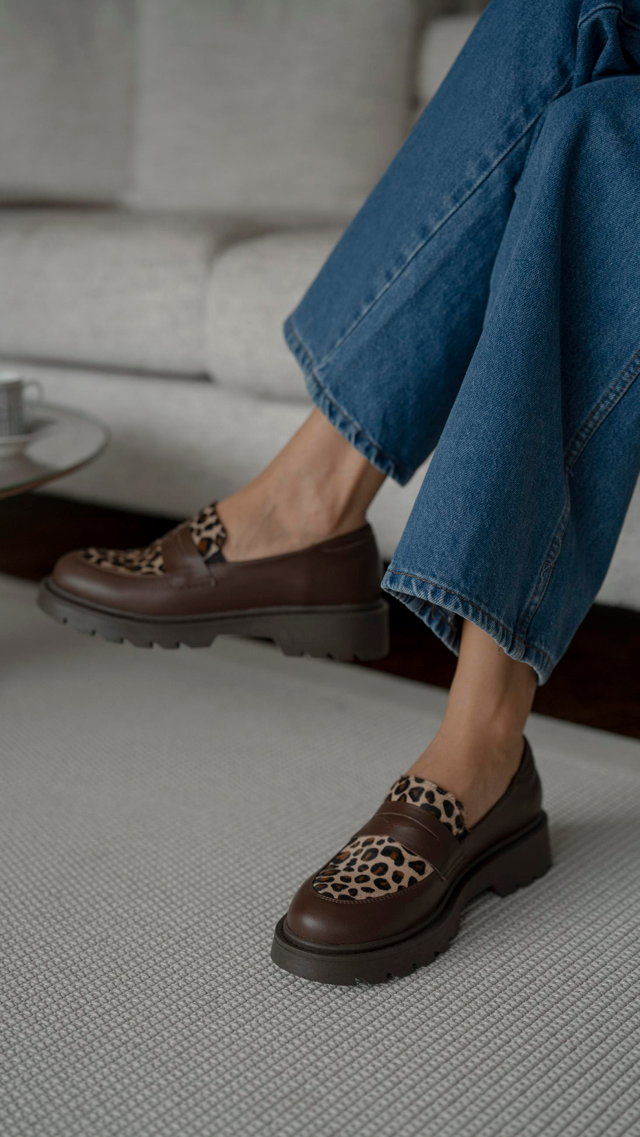 Orban Kahve-Leopar   Hakiki Deri Kadın   Makosen Ayakkabı