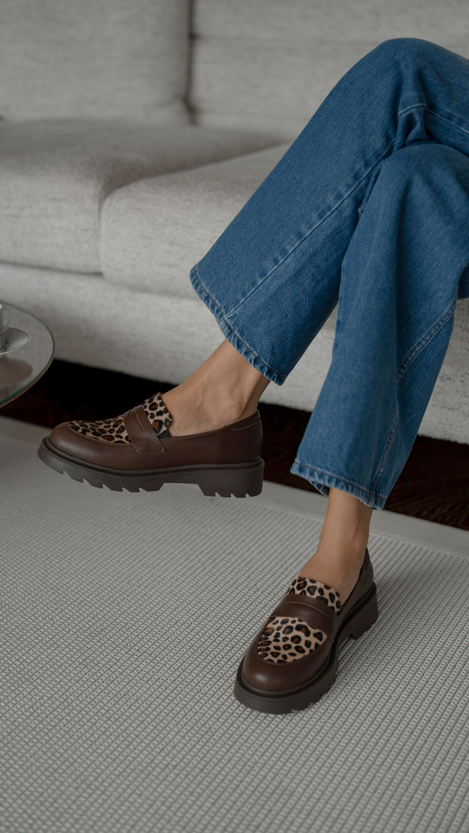 Orban Kahve-Leopar   Hakiki Deri Kadın   Makosen Ayakkabı