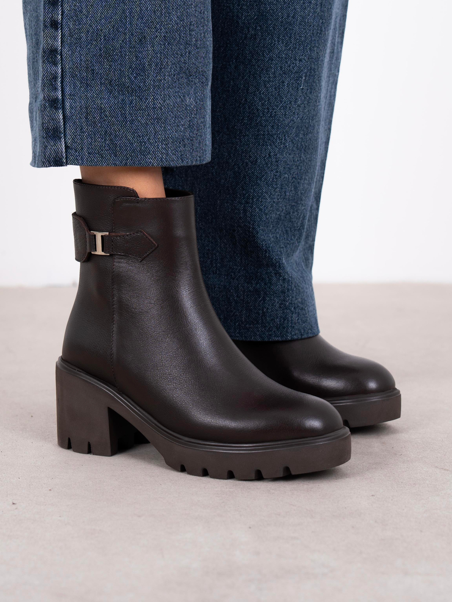 Oribel Kahve Hakiki Deri Kadın Bot