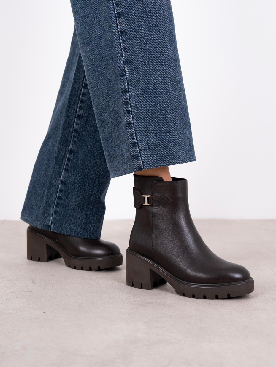 Oribel Kahve Hakiki Deri Kadın Bot