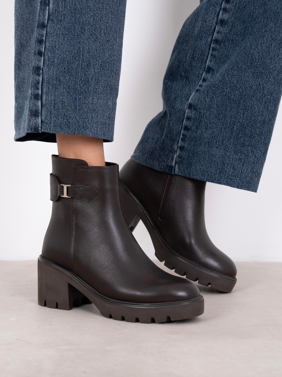 Oribel Kahve Hakiki Deri Kadın Bot