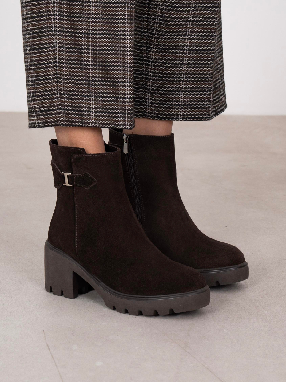 Oribel Kahve Süet Hakiki Deri Kadın Bot