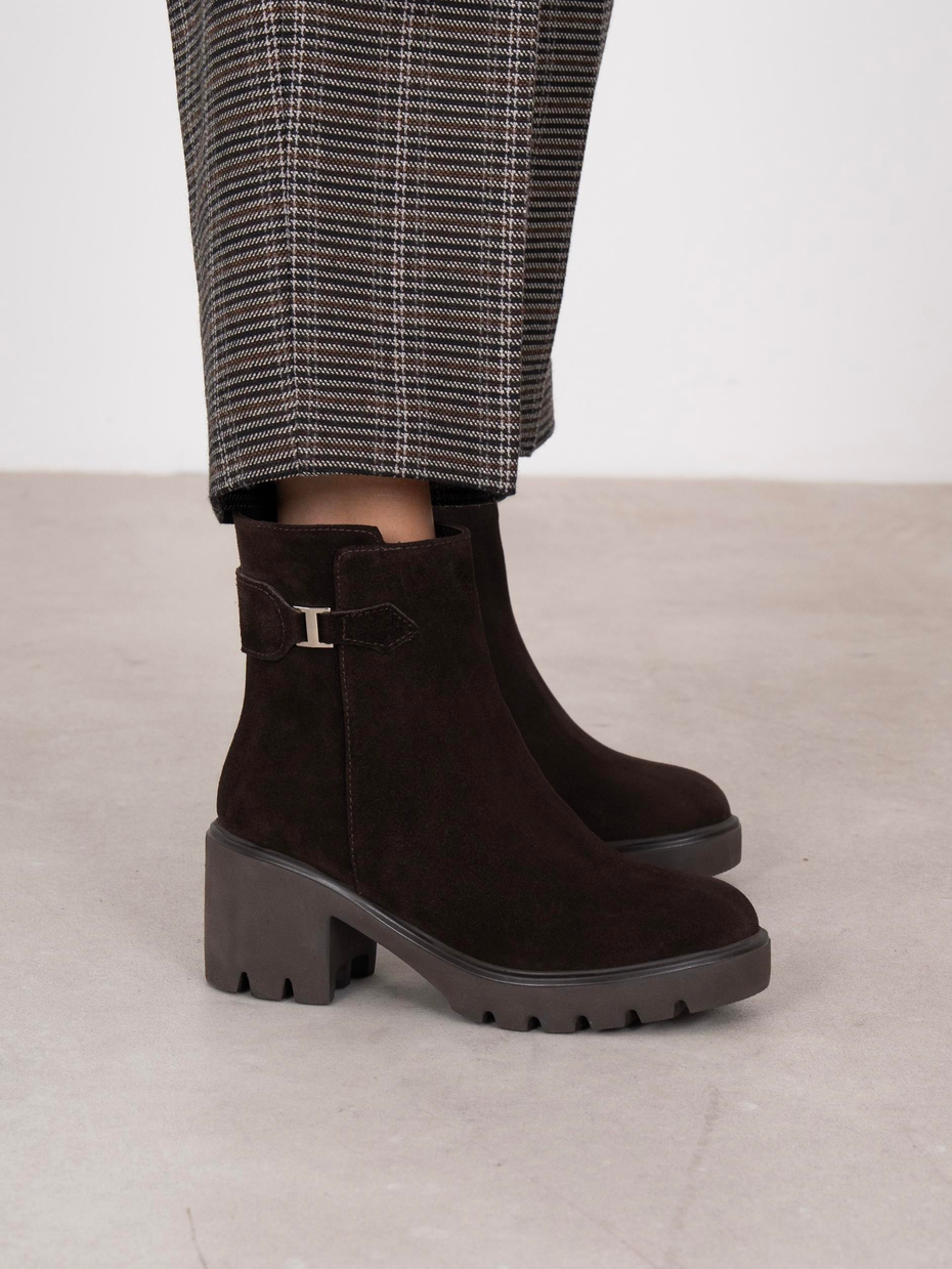 Oribel Kahve Süet Hakiki Deri Kadın Bot