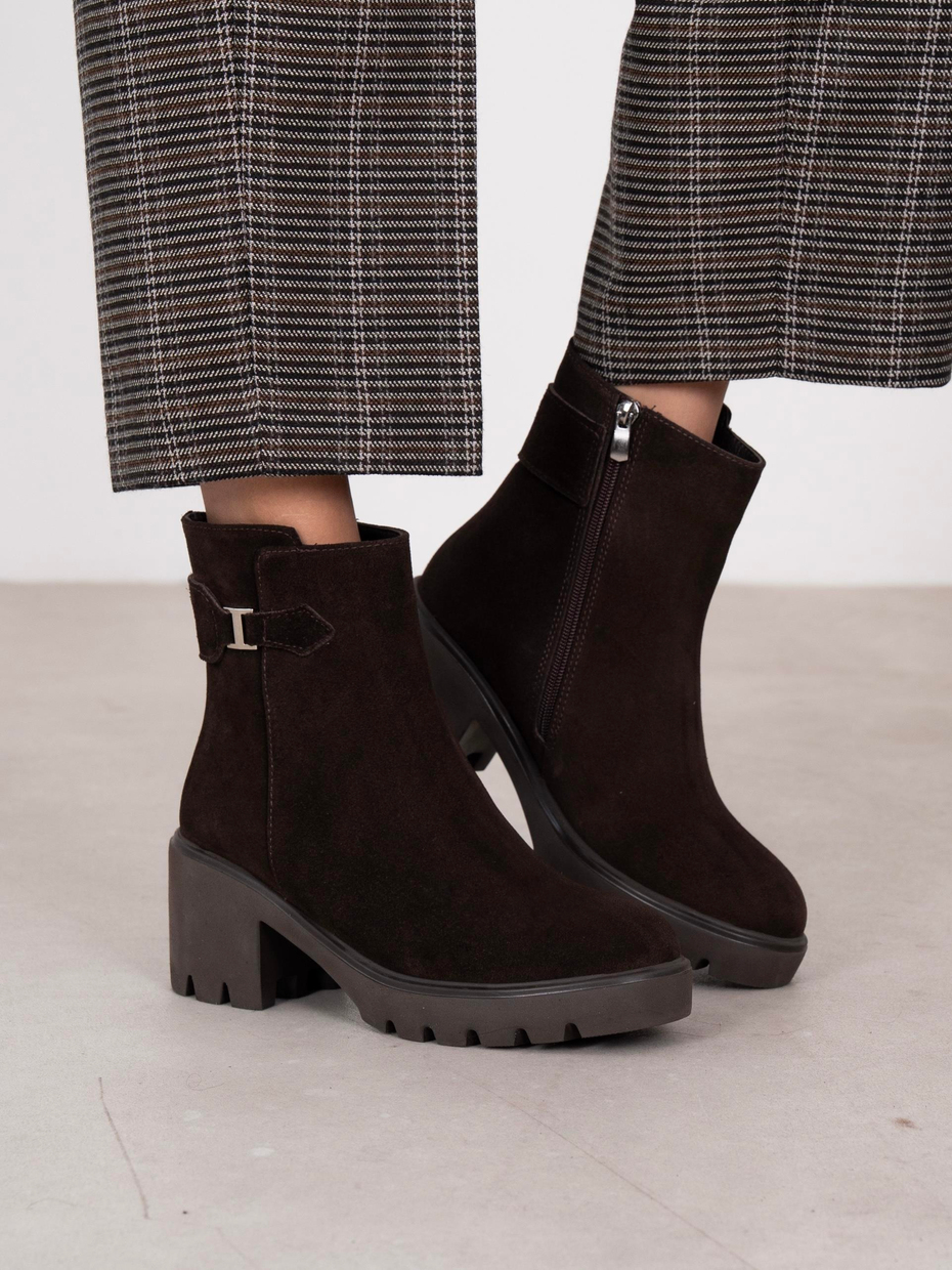 Oribel Kahve Süet Hakiki Deri Kadın Bot