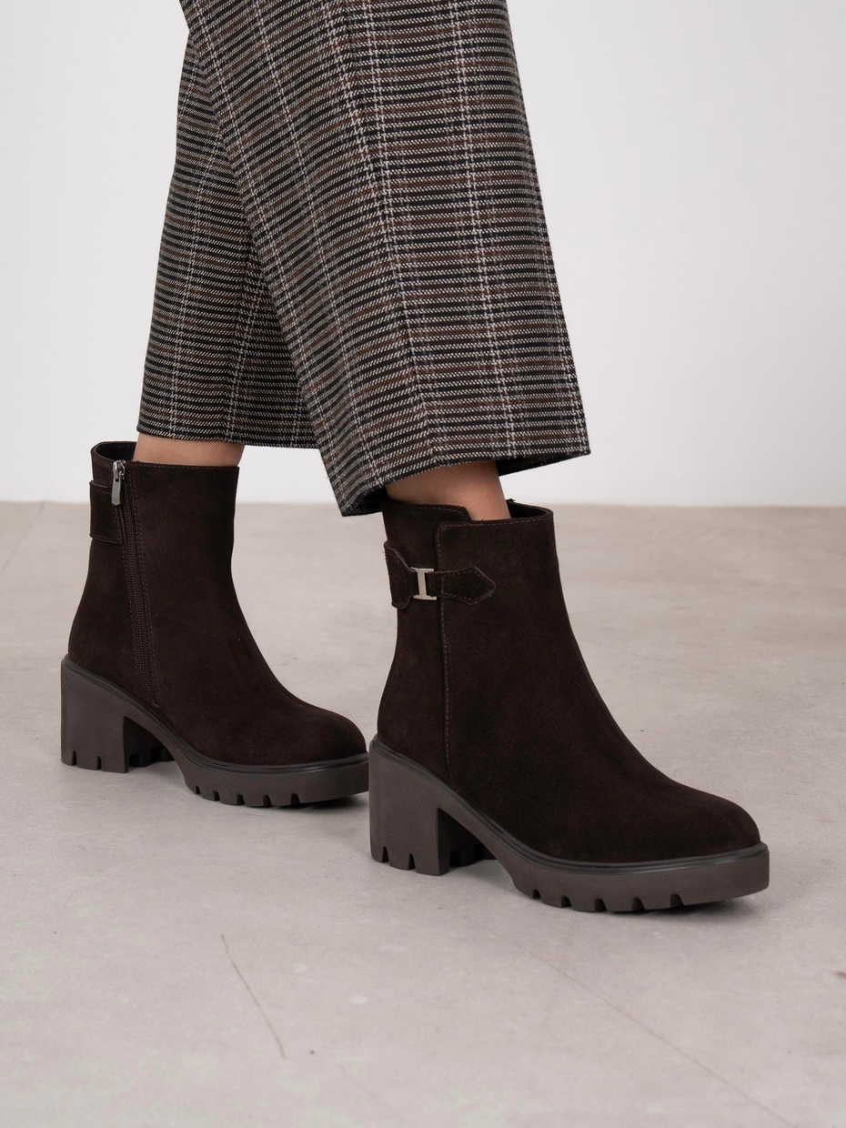 Oribel Kahve Süet Hakiki Deri Kadın Bot