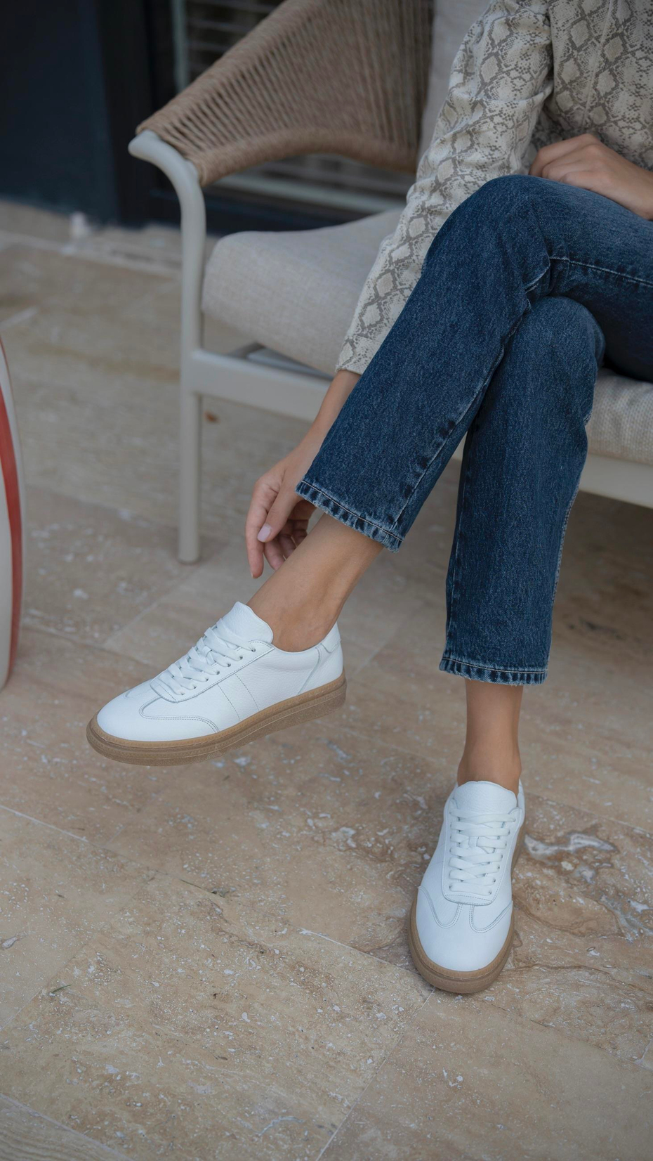 Orsic Beyaz   Hakiki Deri Kadın   Spor Ayakkabı