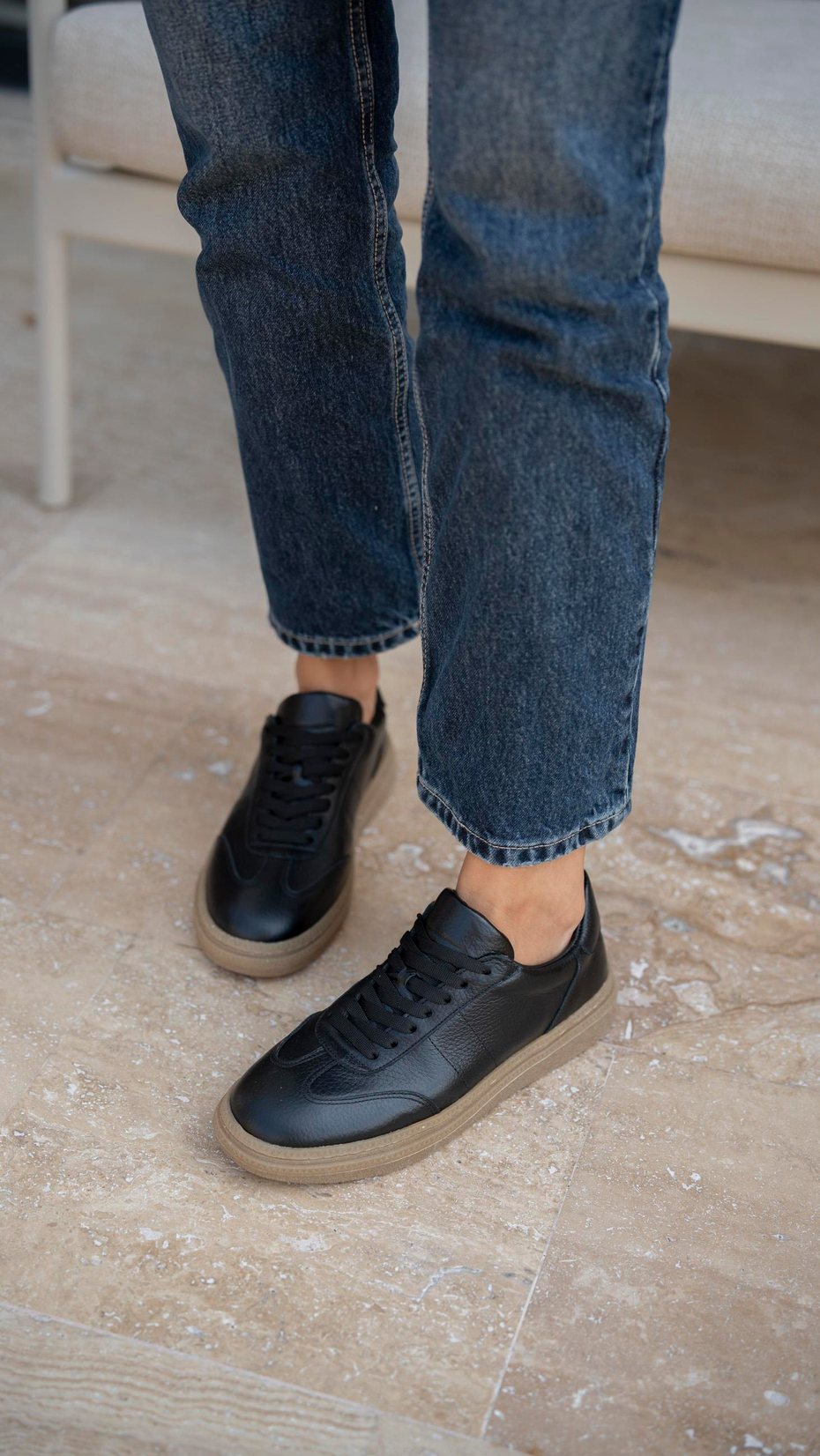 Orsic Siyah   Hakiki Deri Kadın   Spor Ayakkabı