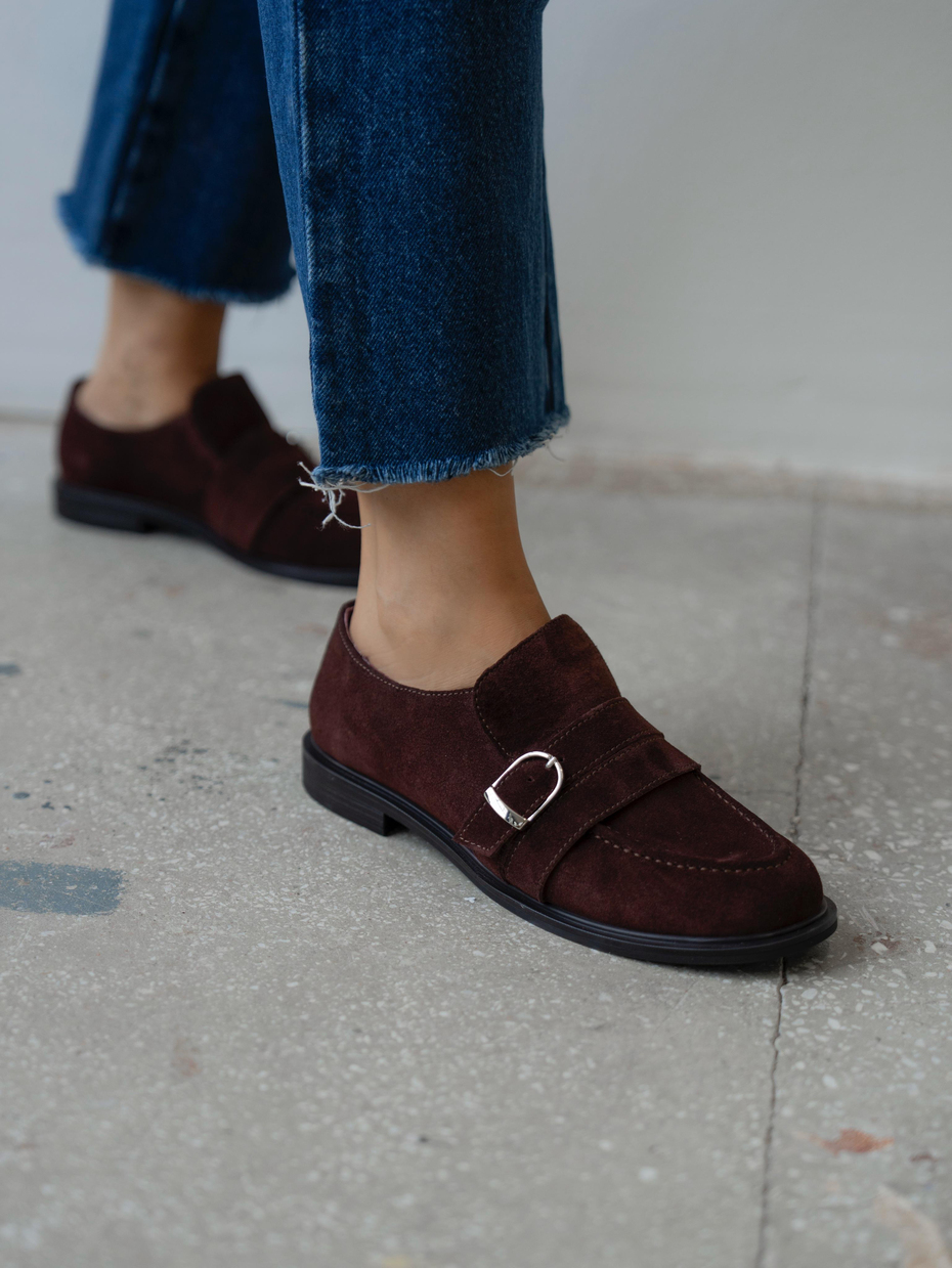 Ovel Bordo Hakiki Süet Kadın Makosen Ayakkabı