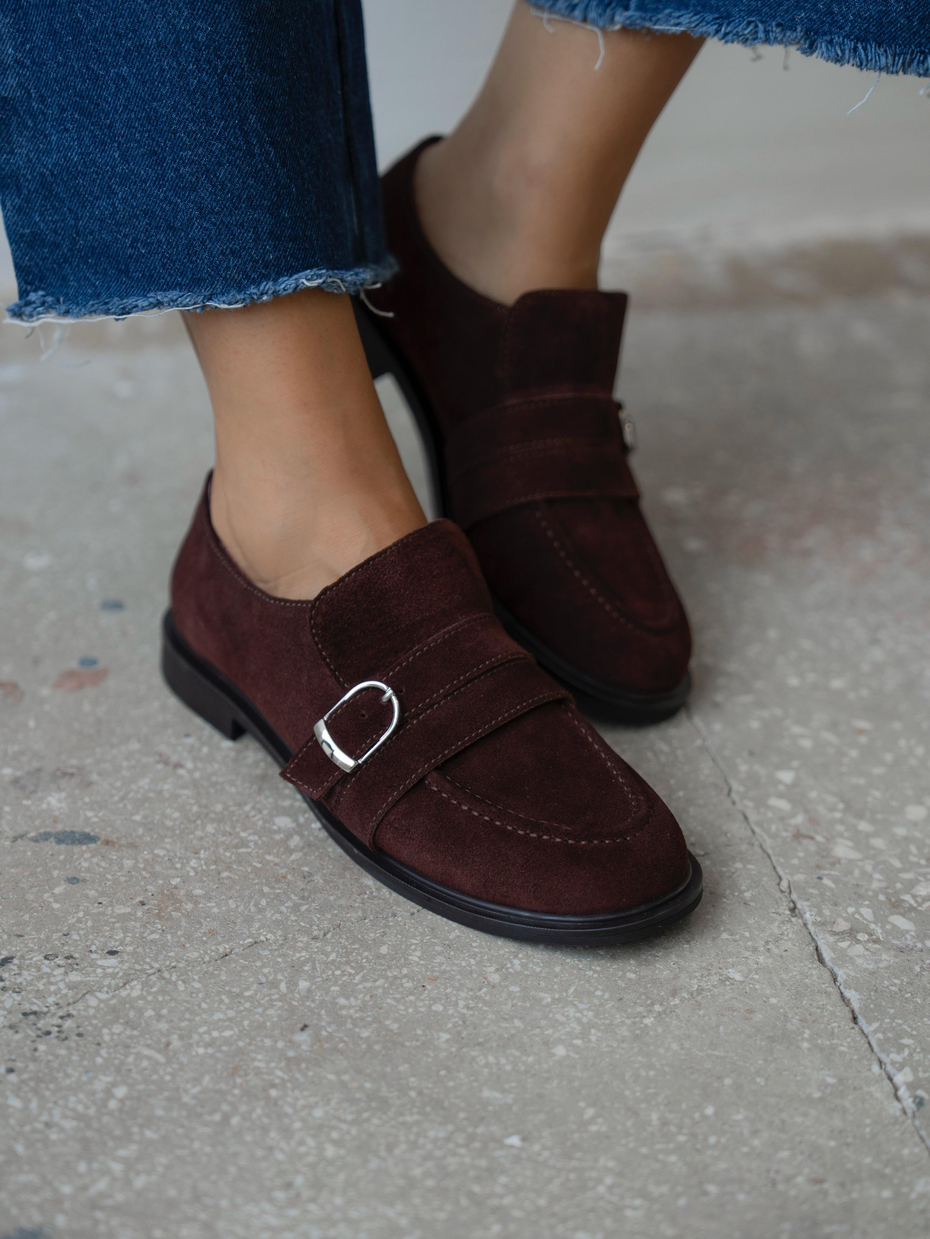 Ovel Bordo Hakiki Süet Kadın Makosen Ayakkabı