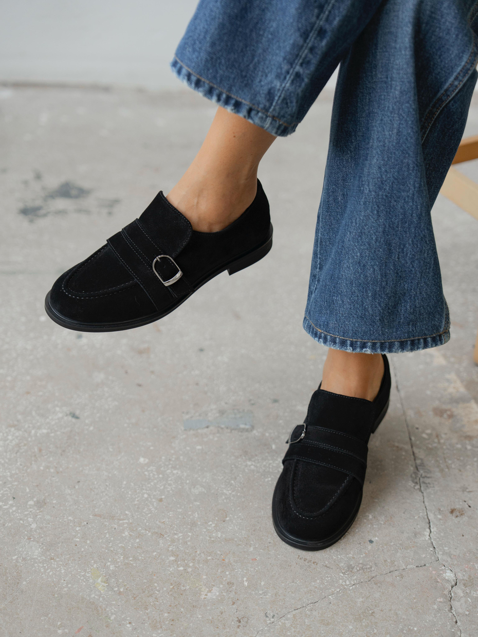 Ovel Siyah Hakiki Süet Kadın Makosen Ayakkabı