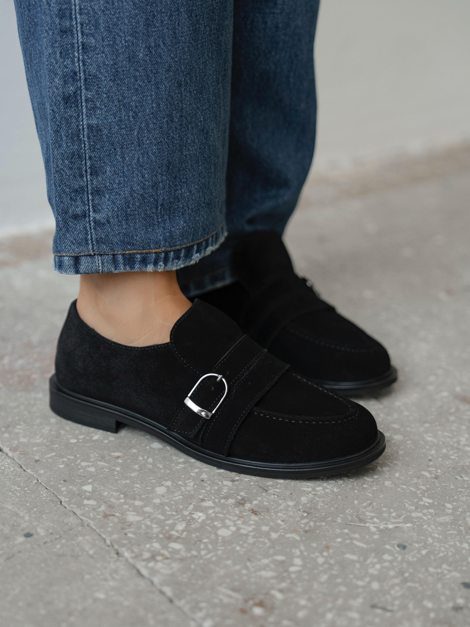 Ovel Siyah Hakiki Süet Kadın Makosen Ayakkabı