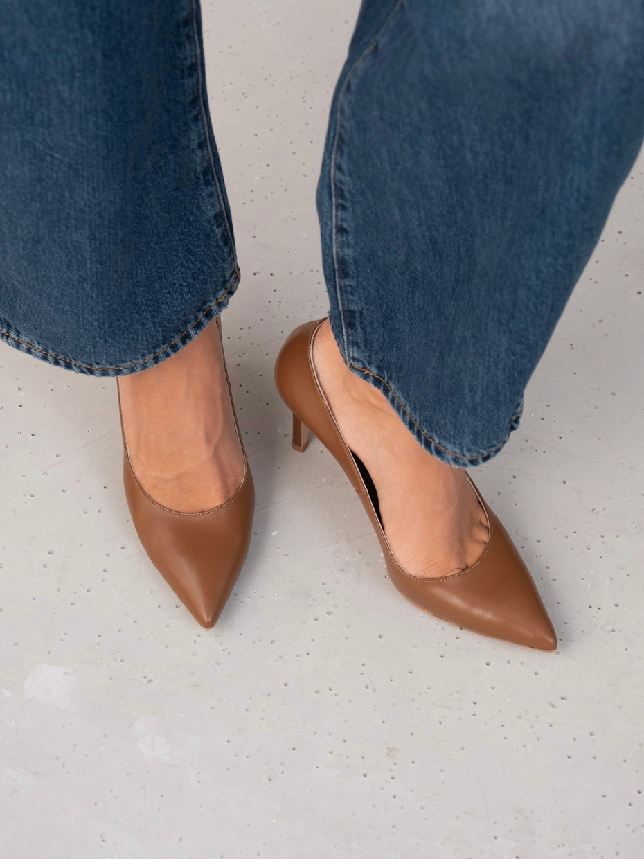 Pael Taba Deri Hakiki Deri Kadın Stiletto