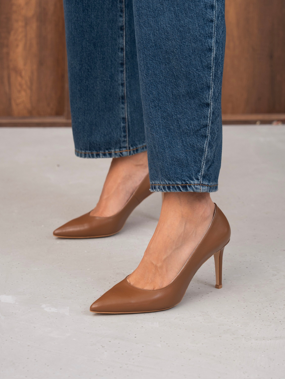 Pael Taba Deri Hakiki Deri Kadın Stiletto
