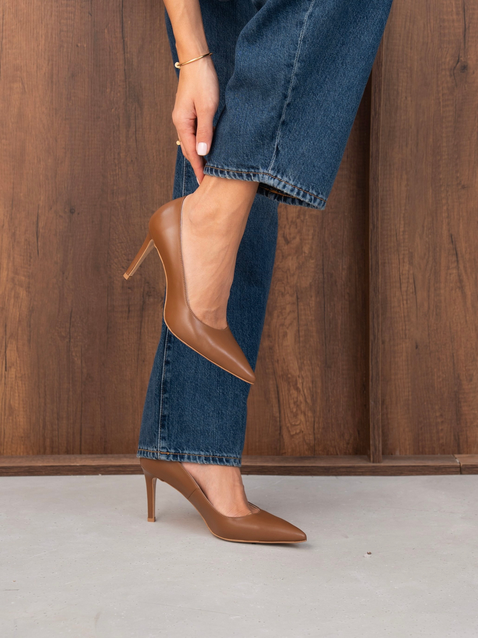 Pael Taba Deri Hakiki Deri Kadın Stiletto