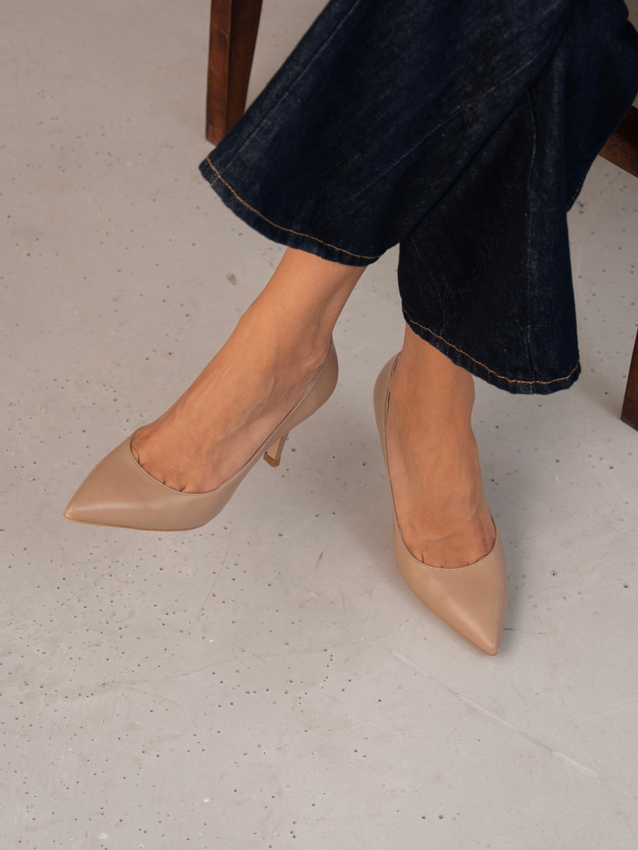 Pael Ten Deri Hakiki Deri Kadın Stiletto