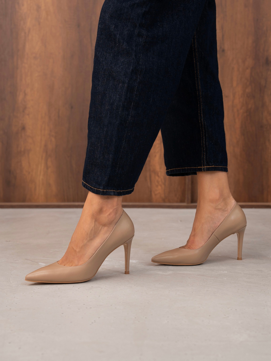 Pael Ten Deri Hakiki Deri Kadın Stiletto